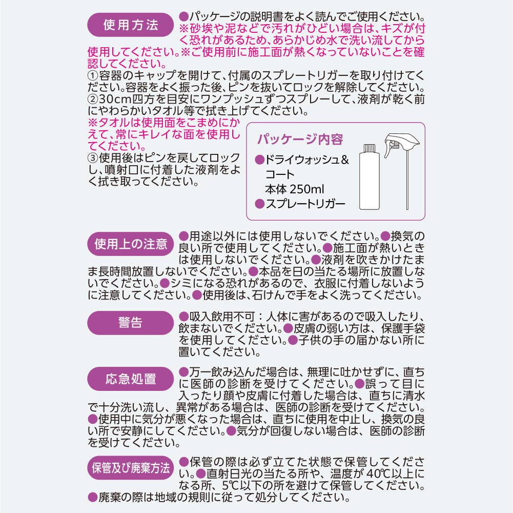 水なし簡単　ドライウォッシュ　＆　コート