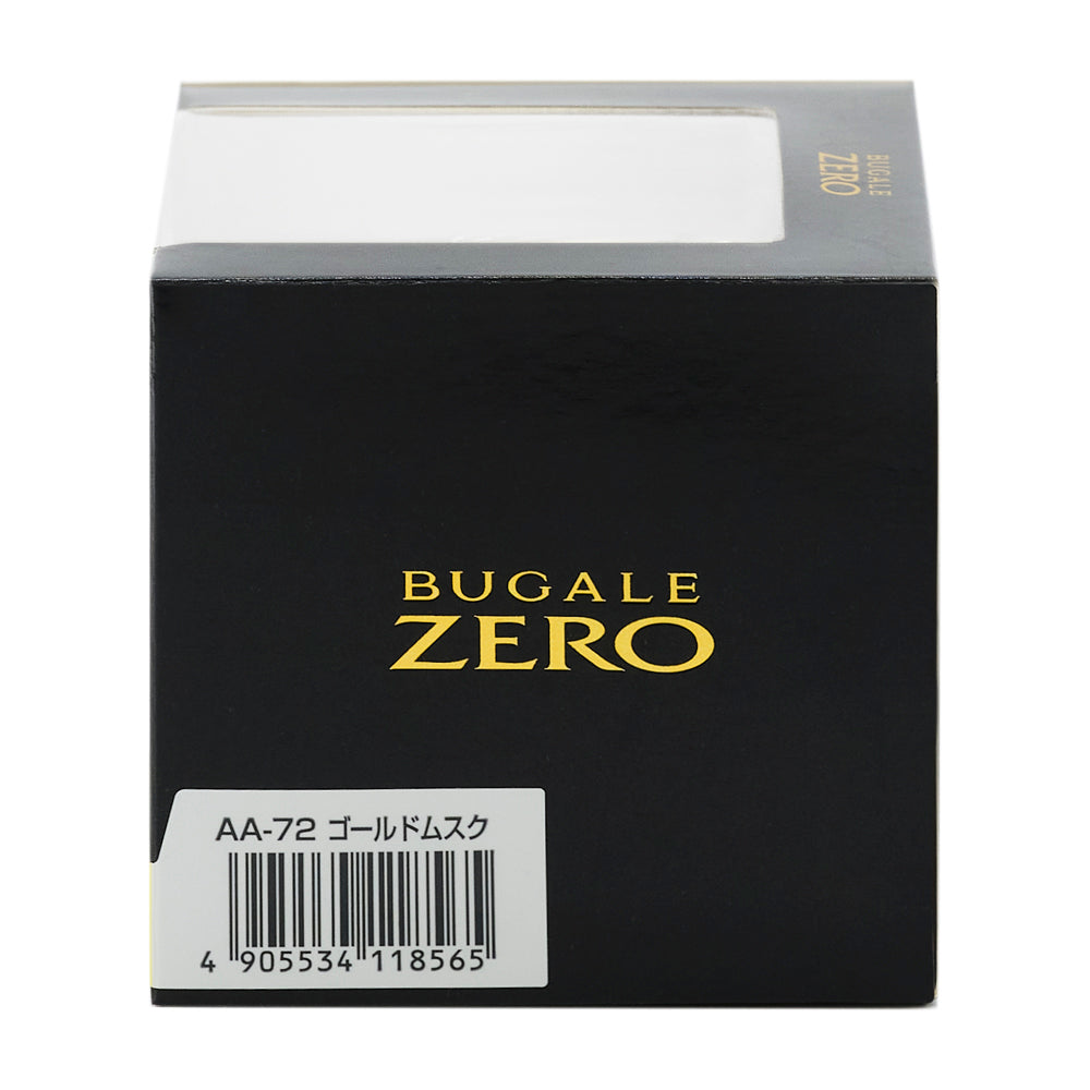 化粧箱の側面。BUGALE ZERO のロゴと、品番AA-72 ゴールドムスク のバーコード