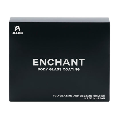 エンチャント CC-06 の化粧箱の正面。黒い箱に ENCHANT BODY GLASS COATING、POLYSILAZANE AND SILOXANE COATING MADE IN JAPAN の表示