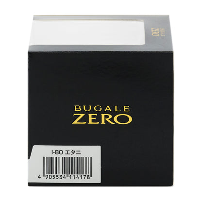 化粧箱の側面。BUGALE ZERO のロゴと、品番I-80 エタニ のバーコード