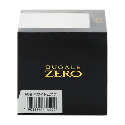 化粧箱の側面。BUGALE ZERO のロゴと、品番I-82 ホワイトムスク のバーコード